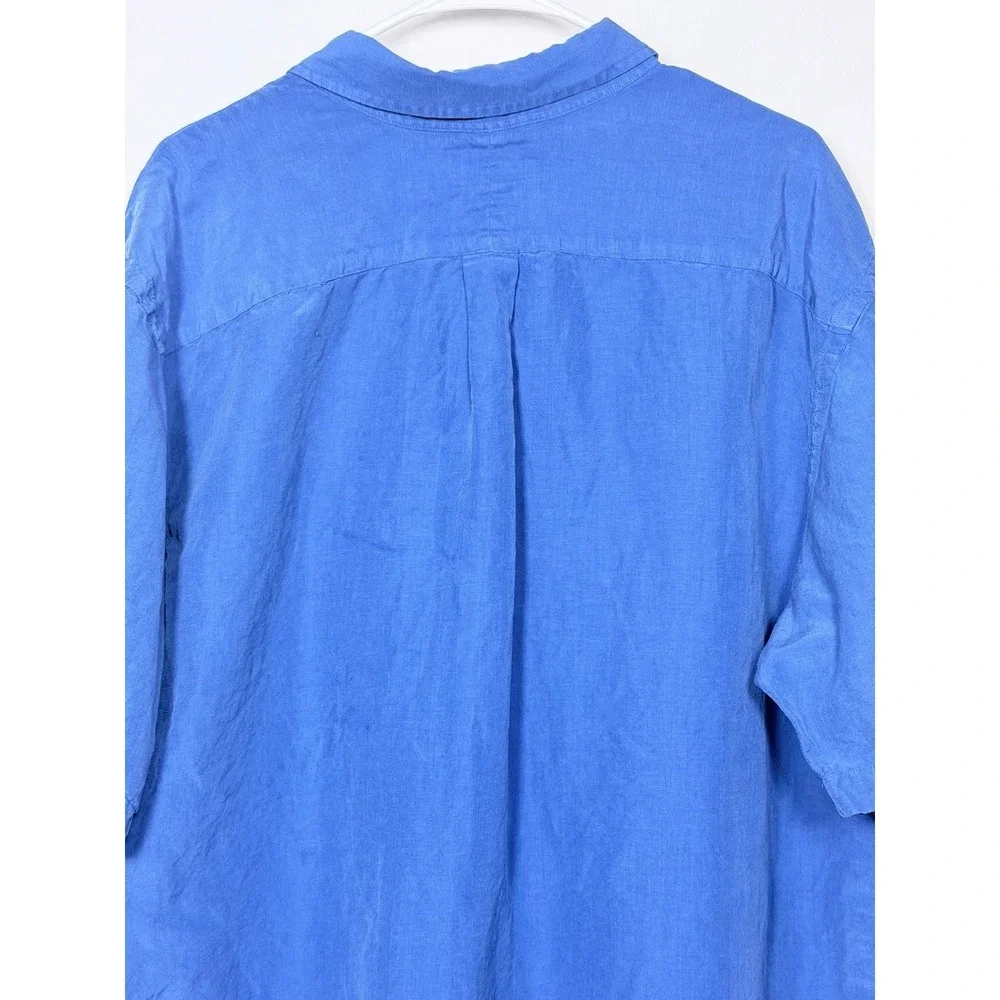 Ralph Lauren Linen Silk Camp Shirt Blue Classic Fit Button Down Mens XXL‎